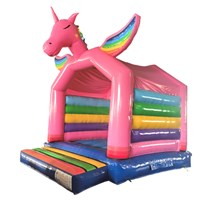 13ft x 13ft Pink Unicorn Bouncy Castle Gloss