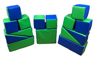 15 Piece Green & Dark Blue Softplay Set