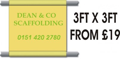 Scaffolding Banners PVC 3'x3' FROM ONLY £19