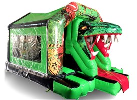18ft x 14ft 3D Dinosaur Green & Black Front Slide Combo